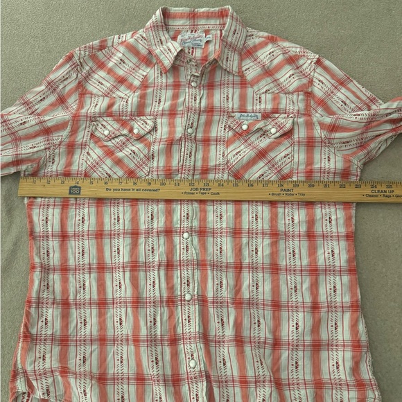 True Religion Western Shirt Men’s XXL 100% Cotton Long Sleeve White Red Pink - Picture 7 of 10